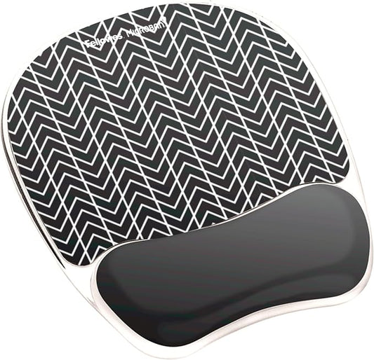 Fellowes Photo Gel Mouse Pad Wrist Rest with MICROBAN - Black Chevron (9549901)