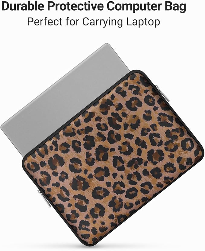 MOSISO Laptop Case 13.3 inch,13-13.3 inch Laptop Sleeve Compatible with MacBook Neo/Air 13.6/Pro 13/Pro 14, HP Dell ASUS Lenovo,Neoprene Computer Bag Cover with Small Case,Brown Wild Leopard