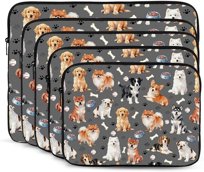 Cute Puppy Dog Laptop Sleeve Case for Men Women Waterproof Oxford Cloth Laptop Sleeve Bag Suitable for Most Ipads and Laptops Notebook Computer Pocket Tablet Traveling Carrying Simple Case 17 inch