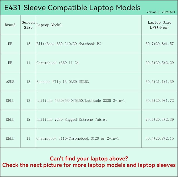 Smatree Elite Laptop Sleeve for 11.6-13 inch HP EliteBook 630 G10/G9/Chromebook x360 11, ASUS Zenbook Flip 13 OLED, DELL Latitude/Chromebook/Latitude 7230, Protective Laptop Case with Pocket(E431)