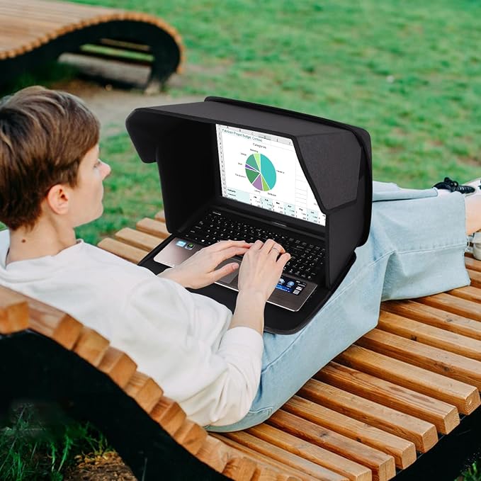 Laptop Sun Shade,Laptop Sun Shade for Working Outside,Foldable and Portable Screen Sun Glare Shield Sleeve,Outdoor Computer Cover,Privacy Protective Hood Sunshade Bag15-16inches (Patent Pending)