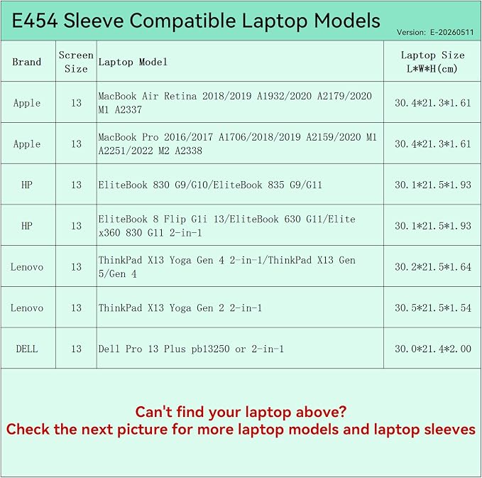 Smatree Elite Laptop Sleeve for 13 inch Apple MacBook Pro 2016-2022/MacBook Air Retina 2018-2020, HP EliteBook, Lenovo ThinkPad, ASUS Zenbook Flip, DELL Pro, Protective Laptop Case with Pocket(E454)