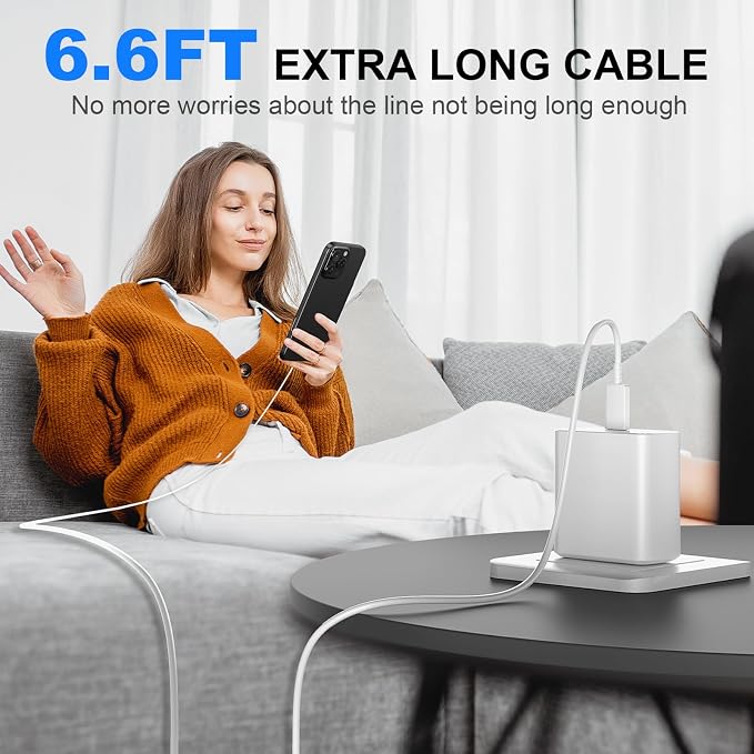 Phone 17 16 Pro Max Charger Fast Charging,45W Phone 17 Charger Type C Chargers USB C Charge Block &6.6FT Long C Charging Cables Cord for Phones 17/17 Pro/ 17Pros Max/Air/i.Phone 16 15,Black/White