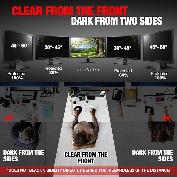 Computer Privacy Screen Filter for 22 Inch 16:10 Widescreen Monitor, Anti-Spy/Anti Glare Protector Office Accessories - WxH: 18 11/16" x 11 11/16" (475mm x 298mm) (Not for 22" 16:9)