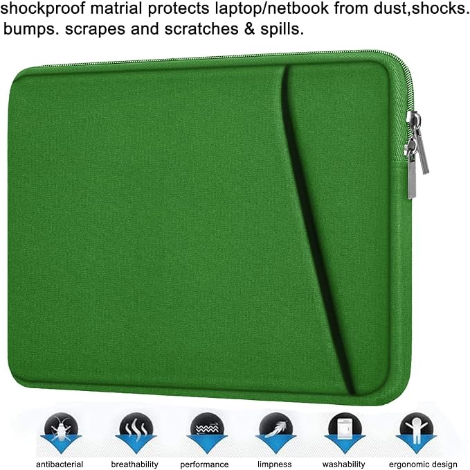 Askuko 14 inch Laptop Sleeve, Shockproof Protective Computer Cover, Durable Carrying Bag Laptop Case Compatible with 14"" MacBook Air/Pro HP Asus Lenovo Notebook, Dark Green