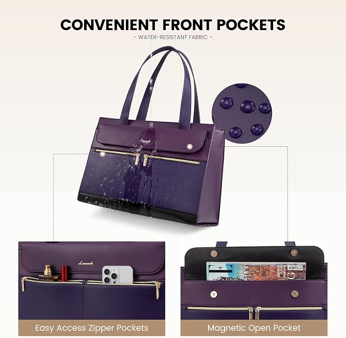 LOVEVOOK Laptop Bag for Women 15.6 Inch Tote Work Professional Leather Computer Briefcase Waterproof Handbag Shoulder Large Capacity Business Teacher Office Crossbody Purse