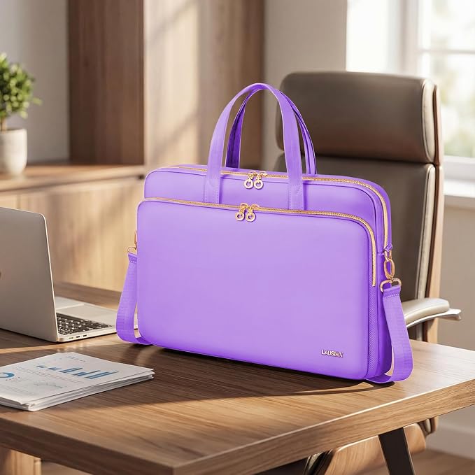 Laptop Case Bag Women Men Computer Sleeve Compatible with MacBook/Dell/HP/Acer/ASUS, Waterproof Shoulder Carrying Briefcase, Purple, 17-17.3 Inch