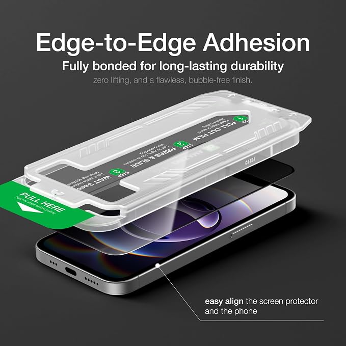 AMAZINGthing for iPhone 16e [Titan - Privacy] Screen Protector, Anti Spy, 9H Tempered Glass, Built-in Dust Filter Full Coverage, Case‑Friendly, Oleophobic, Bubble‑Free Application, 2 Pack