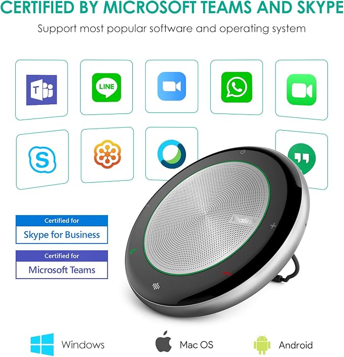 Yealink Bluetooth Speakerphone Conference Microphone Teams Certified CP700 USB Full Duplex Noise Reduction Algorithm Home Office 360° Voice Pickup (Package Without dongle)