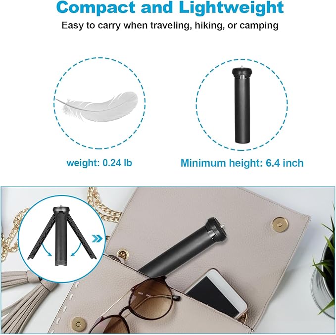 NexiGo Lightweight Mini Tripod for Camera/Phone/Webcam, Extendable Stand, for NexiGo Logitech Webcam C920 C922 C925e C922x C930e C930 C615 Brio and Other Lightweight Devices with 1/4" Thread