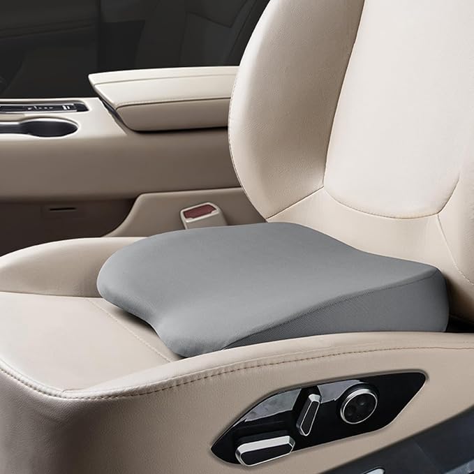 2 in 1 Wedge Car Cushions or Lumbar Support for Driving - 3.5 Inches Soft Memory Foam Driver Seat Cushion for Car Truck - Comfort Coccyx Cushion for Tailbone & Back Pain Relief, Gray