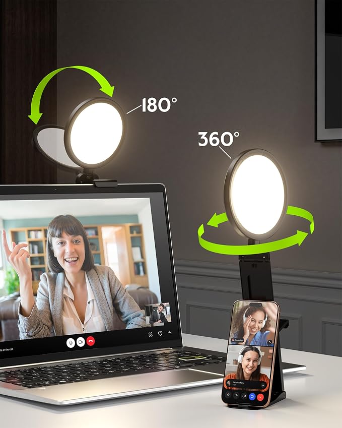 2 Pack Zoom Lighting for Computer, 5“ Small Lighting for Video Call/Conference/Streaming, 50 Modes CRI>97.8, 3000K-6500K, Ring Light with Stand for Laptop/Monitor/Webcam