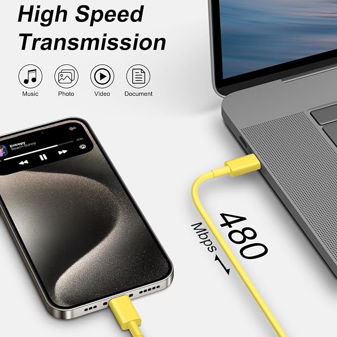 iPhone 17 16 15 Charger Fast Charging 6FT - 20W USB C Charger Block with 6FT Type C to C Cable Compatible with iPhone 17/17 Pro/17 Pro Max/Air/16/16e/15, iPad Pro, iPad Air (Yellow)