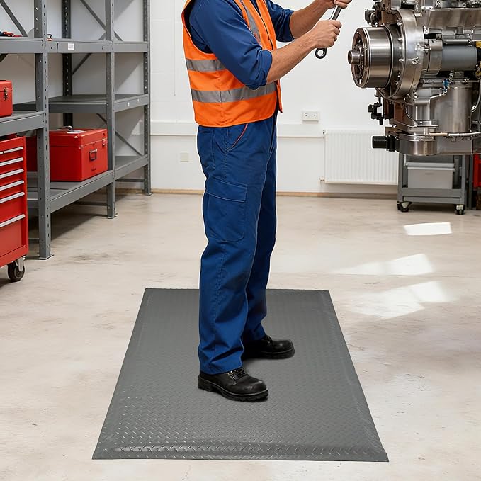 Anti Fatigue Mats Industrial 2' x 3' 15/16" Extra Thick Ergonomic Standing Mat Commercial Kitchen Mat Heavy Duty Diamond Plate Shop Floor Mat Helps Relieve Back and Leg Soreness