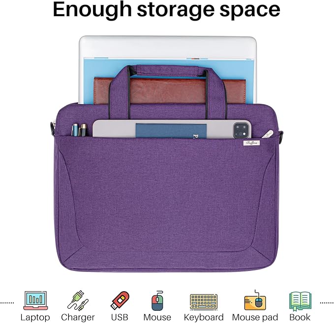 BAFFINA 17 17.3 Inch Laptop Shoulder Bag for Men Women,Waterproof Computer Carrying Case Messenger Bag with Strap for 17-18" HP Dell,Laptop Briefcase for Office business Travel College School,Purple