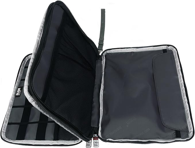 BUBM Double Layer Electronics Organizer, Travel Gadget Bag for Cables, Memory Cards, Flash Hard Drive and More, Fit for iPad or Tablet(up To 9.7")--Large, Gray