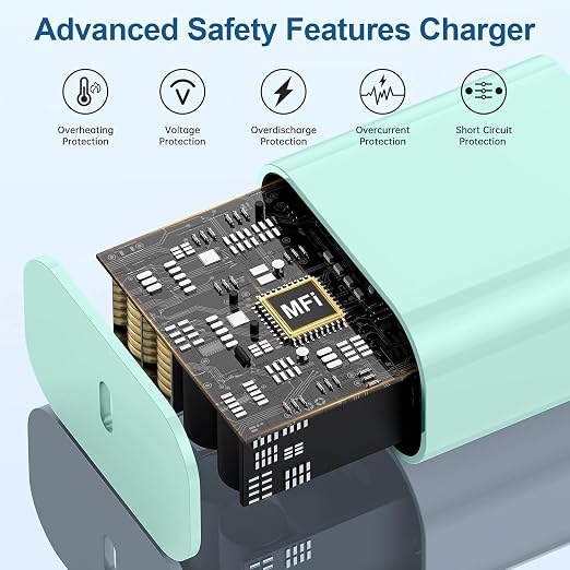 iPhone 17 16 15 Charger/6ft Type C to C Charging Cable Cord Long,USB C Fast Charging Block Plug for Apple iPhone 17 Pro Max/17 Air/16 Pro/16/15 Plus/AirPods/iPad/mini Plug Cube Birck Box Power Adapter