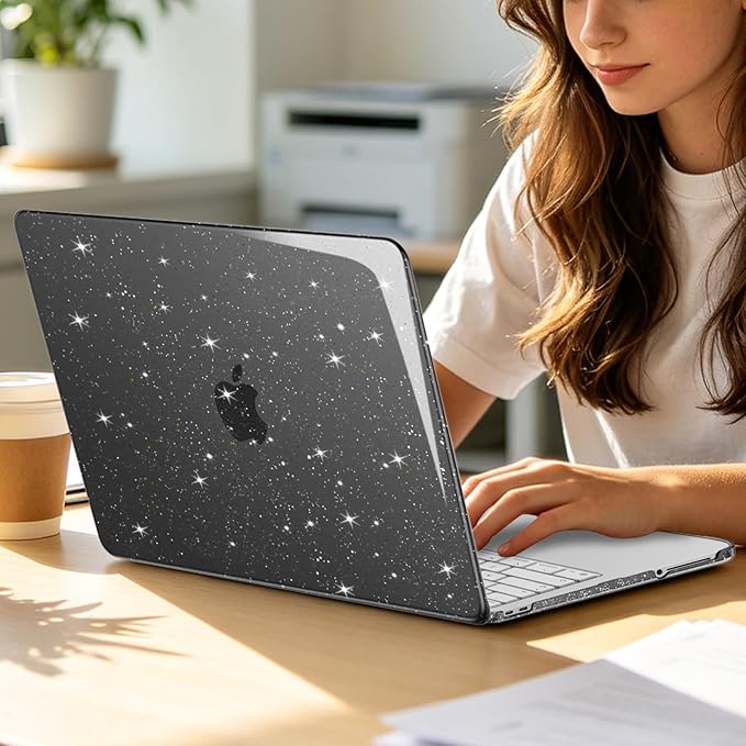 MOSISO Sparkly Glitter Case Compatible with MacBook Neo Case 13 inch 2026 Release Model A3404 with A18 Pro Chip, Crack-Resistant Protective Hard Shell Case&Keyboard Cover&ScreenFilm&Pouch, Black