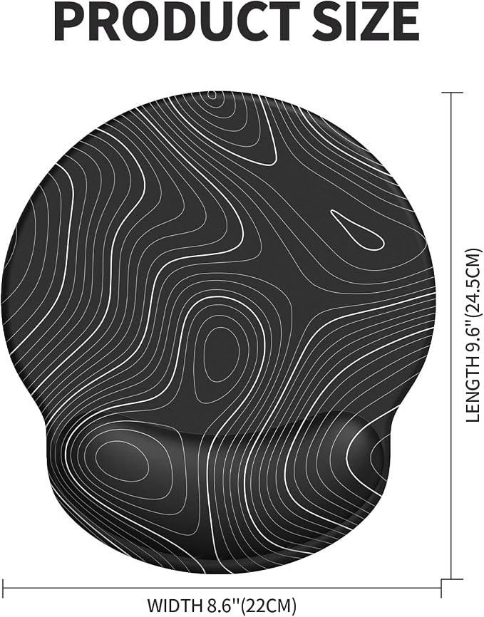 eulps Mouse Pad with Wrist Rest, Comfortable Computer Mousepad with Gel Wrist Support Smooth Surface and Non-Slip PU Base for Pain Relief, Laptop, Office & Home (Black Line)