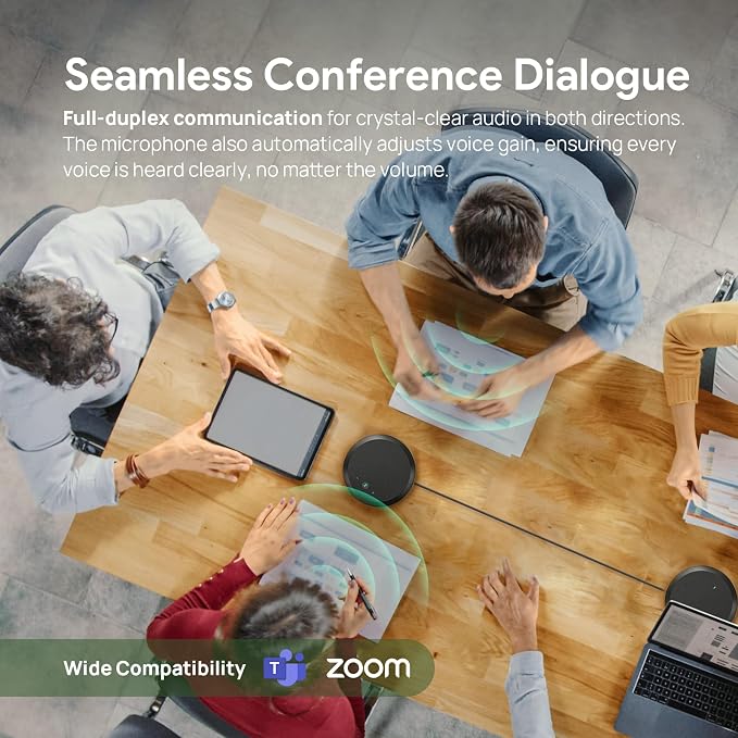 Yealink CPE40 Conference Speaker, Expansion Microphone for CP50, AI Noise Cancellation, 8 360 Omni Mics Array, 19.6ft Pickup, Daisy Chain up to 7 Speakerphones for Zoom, Teams, Large Meeting Room
