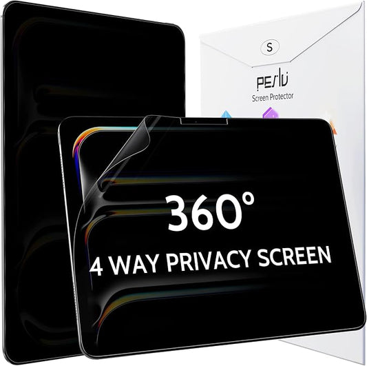 Peslv 360° Privacy Screen for iPad Pro 11 Inch M4/M5 [2024/2025 5th/6th Gen], Anti Glare Blue Light Spy Filter Private Cover, High Sensitive Bubble-Free Easy Install Black Security Protector