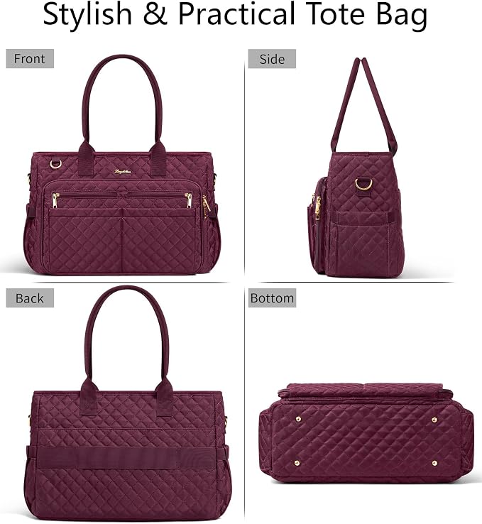 Bagstellar Teacher Bags for Women, 15.6 inch Laptop Work Tote Bag Quilted Nurse Bible Computer Shoulder Bag for School Travel | Dream Tote Work Bag