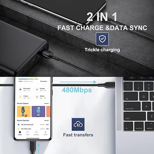 4 Pack Braided Charging Cable 60W 3.1FT(2 Pack USB to USB C and 2 Pack USB C to USB C) Type C 60W Fast Charging Cable for iPhone 17 Series/16 Series/15 Series,iPad,AirPods,Watch,Samsung and More