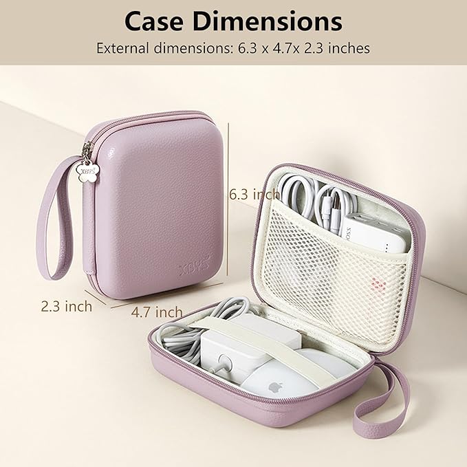 Charger Case for Macbook, Portable Tech Electronic Organizer Bag, Small Travel Storage Pouch for Laptop Accessories, MacBook Power Adapter, Charging Cords, USB Drives, Power Bank (Purple, L)