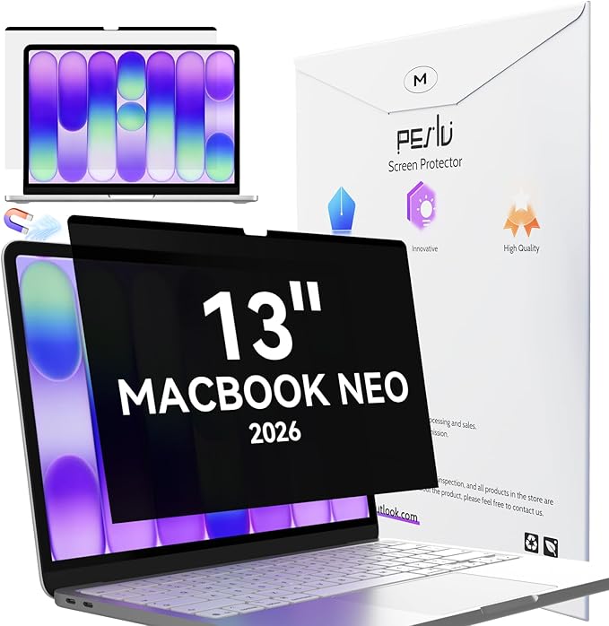 Peslv Magnetic Privacy Screen for Macbook Neo 13 Inch (2026, A18 Pro), Removable Matte Anti Glare Blue Light Protector Private Security Filter for 13inch Mac Laptop Computer
