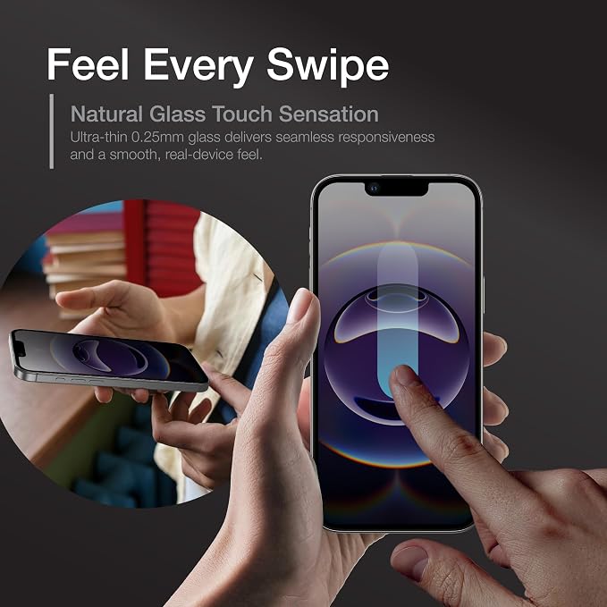 AMAZINGthing for iPhone 16e [Titan - Privacy] Screen Protector, Anti Spy, 9H Tempered Glass, Built-in Dust Filter Full Coverage, Case‑Friendly, Oleophobic, Bubble‑Free Application, 2 Pack