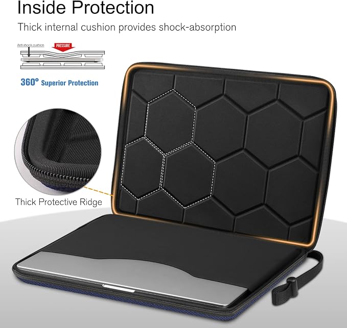 FINPAC 15.6-inch Hard Laptop Sleeve Case Compatible with 15.6 Inch Acer Aspire, Shockproof Computer Carrying Case for HP Dell Razer Samsung Laptop Chromebook, Navy