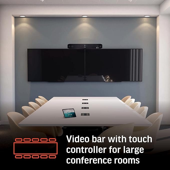 Poly Studio X70 Video Bar + TC8 Touch Controller (Plantronics + Polycom) - 4K Audio & Video Conferencing for Large Conference Rooms - Camera, Speakers, Mics - Works with Teams, Zoom & More (Renewed)