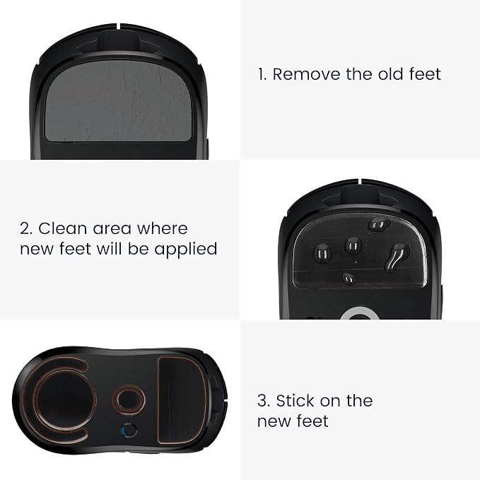 kwmobile Mouse Feet Replacement Compatible with Logitech MX Vertical Computer Mouse Skates Sticker - Black