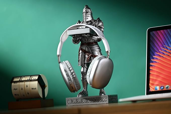 King's Guard Headphone Stand Watch Display Stand Jewelry Bracelet Necklace Holder Trays Towers Warrior Knight Mobile Phone Stand for Office & Home 12.20 Inch (Silver)