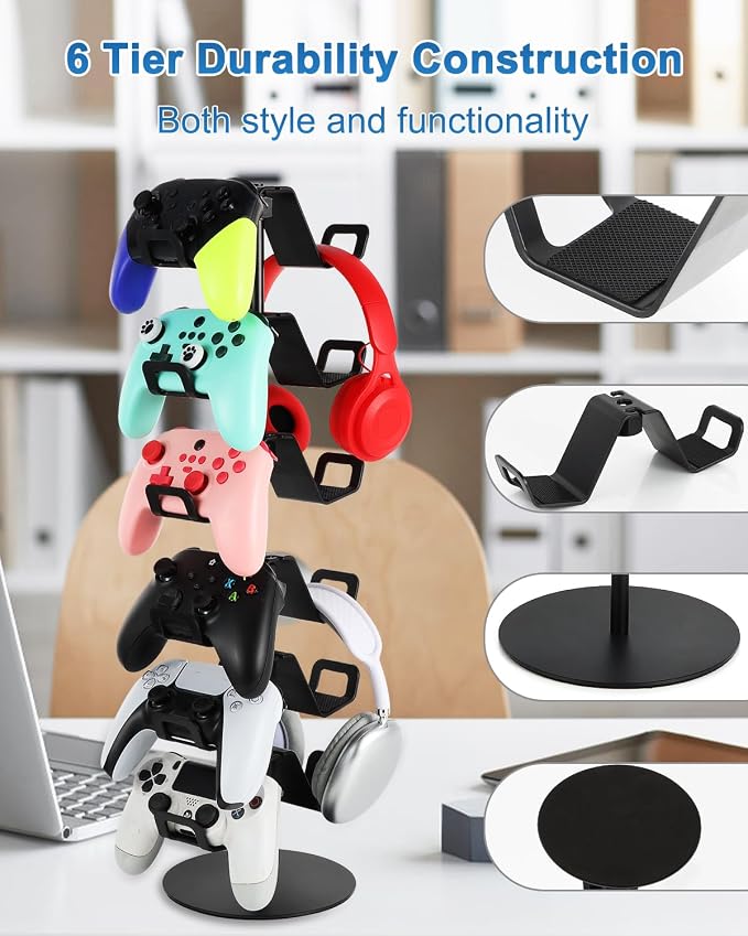 Gamer Gift,6-Tier Controller Headphone Stand Desktop,Ideal Gift for Game Lover - Universal Organizer for Controllers and Gaming Headsets,Unique Present