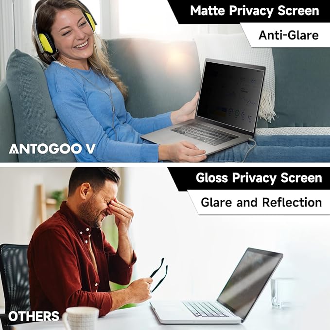 2 Pack 16 Inch 16:10 Laptop Privacy Screen Filter, Anti Blue Light Glare & Anti Scratch Computer Privacy Shield for 16" with 1920x1200 Aspect Ratio Laptop, Not for 16.1''