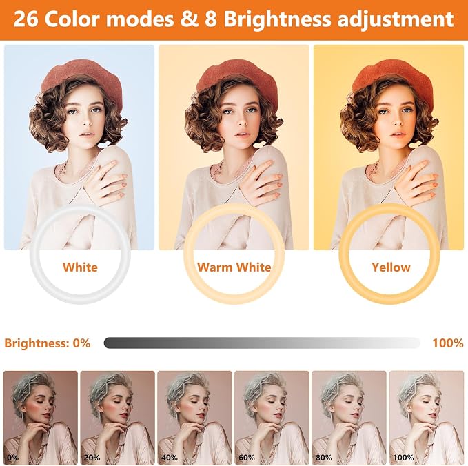 12" Selfie Ring Light with 73" Extendable Tripod Stand: PEYOU Desk Selfie Lights 38 Color Modes, Upgrade 3 in 1 Dimmable Adjustable Speed Ring Light for Makeup/TIK Tok/YouTube