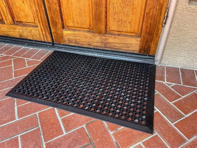 Envelor Anti Fatigue Mat 2 Pack Rubber Floor Mats Door Mat Non Slip Drainage Mat for Entryway, Kitchen, Restaurant, Garage, Heavy Duty Use Doormat, Commercial Floor Mat Industrial 24 x 36 Inches