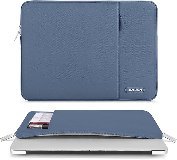 MOSISO Laptop Case 16 inch, 15-15.6 inch Laptop Sleeve Compatible with MacBook Pro 16 M5 M4 M3 M2 M1, HP Acer Dell Lenovo ASUS, Polyester Vertical Computer Sleeve Bag with Pocket, Steel Blue