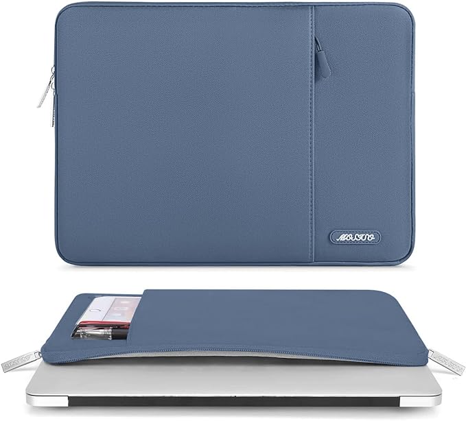 MOSISO Laptop Case 13.3 inch, 13-13.3 inch Laptop Sleeve Compatible with MacBook Air/Pro 13/Pro 14 M5 M4 M3 M2 M1, HP Dell ASUS Lenovo,Polyester Vertical Computer Sleeve Bag with Pocket, Steel Blue