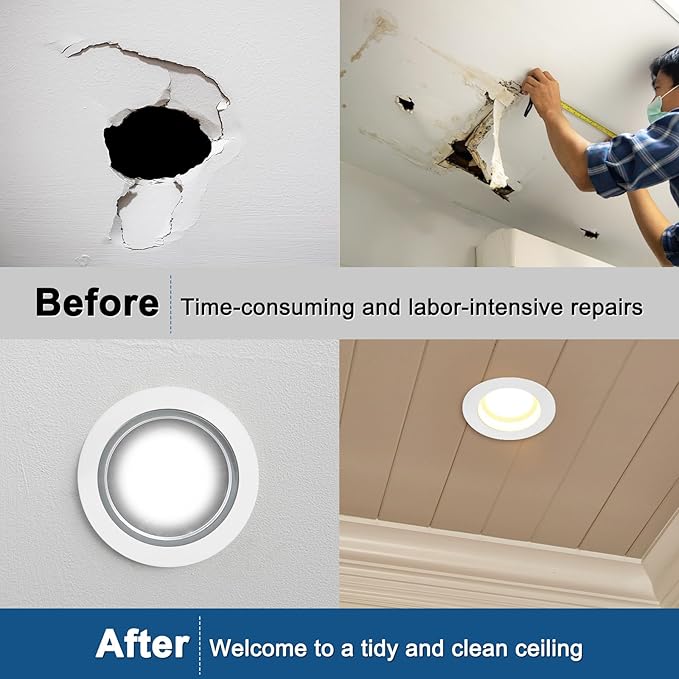 M METERXITY 1-Pack Goof Rings for 4 Inch Recessed Lights, 4.3" ID 6.7" OD Durable Plastic Trim Ring Flush Mount White Can Light Trim Ring Cover for Ceiling Can Downlights