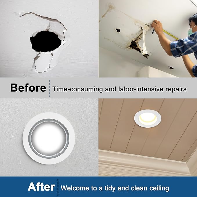 M METERXITY 1-Pack Goof Rings for 6 Inch Recessed Lights, 6.3" ID 8.7" OD Durable Plastic Trim Ring Flush Mount White Can Light Trim Ring Cover for Ceiling Can Downlights
