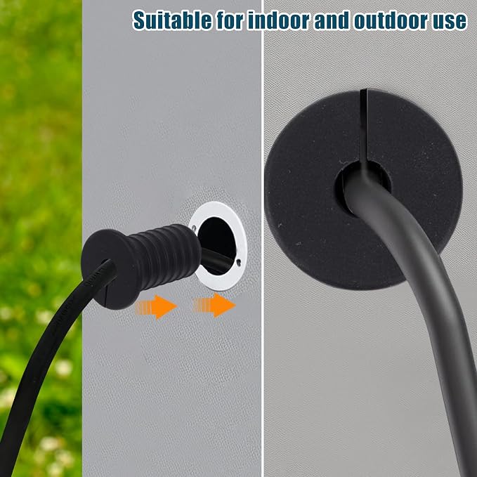 4pcs 3/4in Cable Grommets for Starlink, Black Anti-Slip Cable Routing Kit Split Wall Hole Pass Through Bushing Grommet Cover for Ethernet/TV Wires Waterproof Cord Protection Installation Accessories