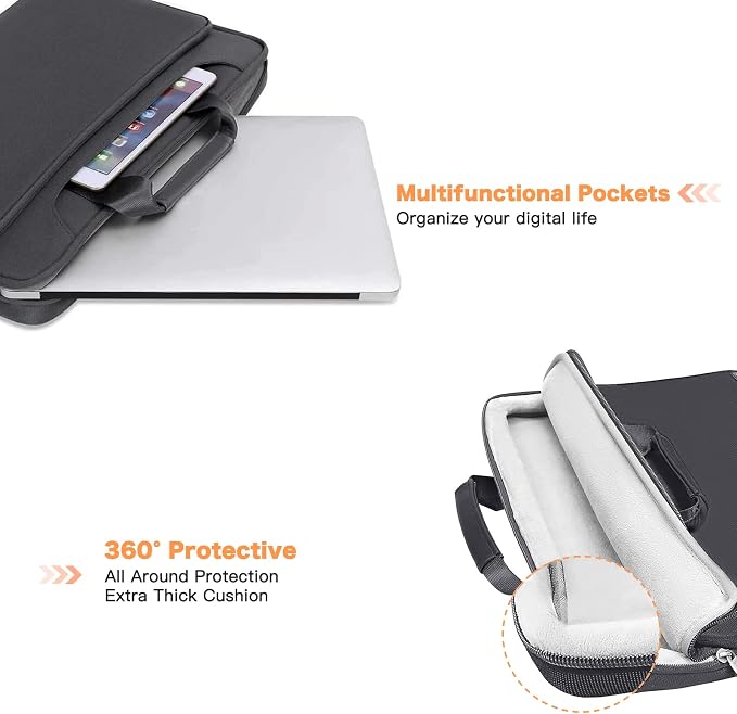 MOSISO 360 Protective Laptop Bag 13.3 inch, 13-14 inch Computer Bag Compatible with MacBook Air 13 inch/Pro 13 inch/Pro 14 inch,HP,Dell,Notebook, Laptop Carrying Case with Strap&Handle, Slate Gray