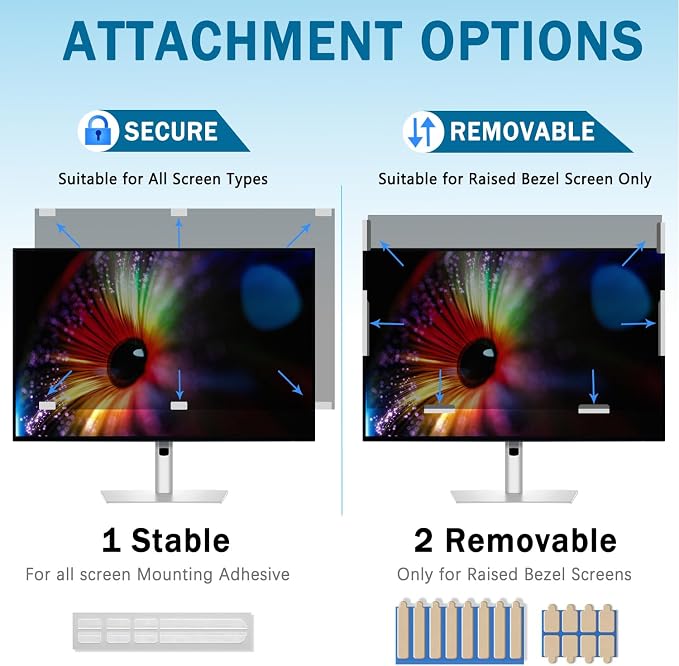 [5 Pack] 21.5 Inch Computer Privacy Screen for 16:9 Aspect Ratio Widescreen Monitor, Eye Protection Anti Glare Blue Light Filter Shield, Removable Anti-Scratch Anti Spy Protector
