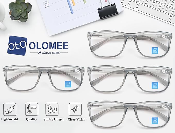 Blue Light Blocking Reading Glasses Men Large Wide Oversized Square Computer Readers Glasses for Big Head/Large Face