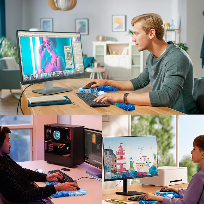 Mouse Pad Wrist Support, Laokiiy 2 in1 Keyboard Wrist Rest+ Ergonomic Mouse Pad, Non-Slip Wrist Rest for Computer Keyboard, Made Easy Typing & Relieve Wrist Pain Ocean Blue