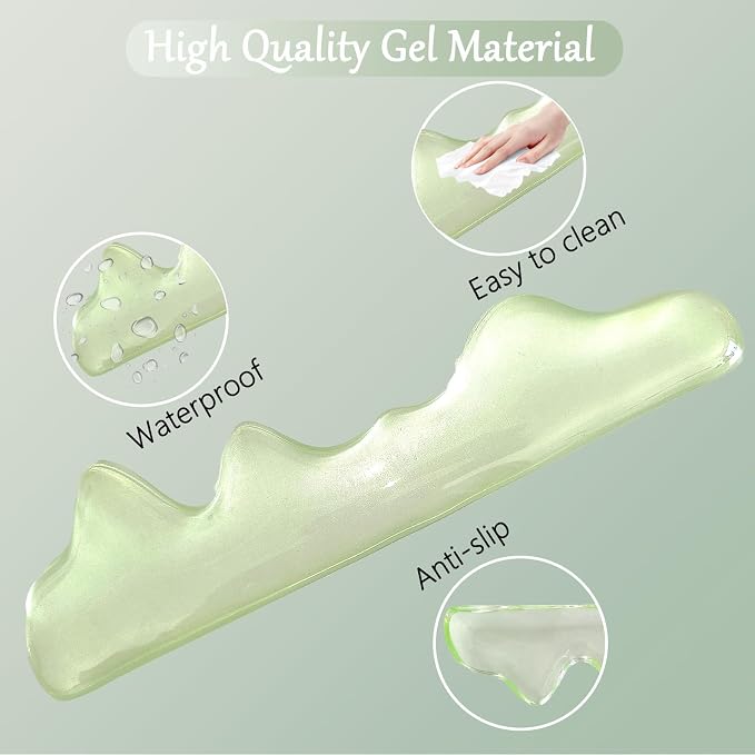 Gel Mountain Keyboard and Mouse Wrist Rest Set Abstract Clear Green Keyboard Wrist Rest Transparent Ergonomic Cute Minimalist Mouse Wrist Pad Silicone Non-Slip Support for Computer Keyboard 60% 68%75%