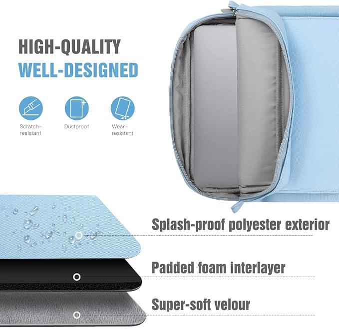 TiMOVO 9-11 Inch Tablet Sleeve Bag with Shoulder Strap for iPad 11-inch A16 2025, iPad 10th Gen. 10.9"/10.2", Galaxy Tab A9+/A11Plus 11", Light Blue
