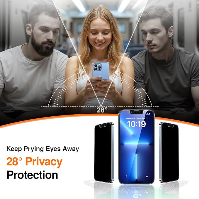 SMARTDEVIL 2 Pack Privacy Screen Protector for iPhone 13 Pro Max/iPhone 14 Plus, Anti-Spy Tempered Glass, 9H Hardness Military Grade Shatterproof, Easy to Install, Auto Bubble-Free and Dust-Free Box